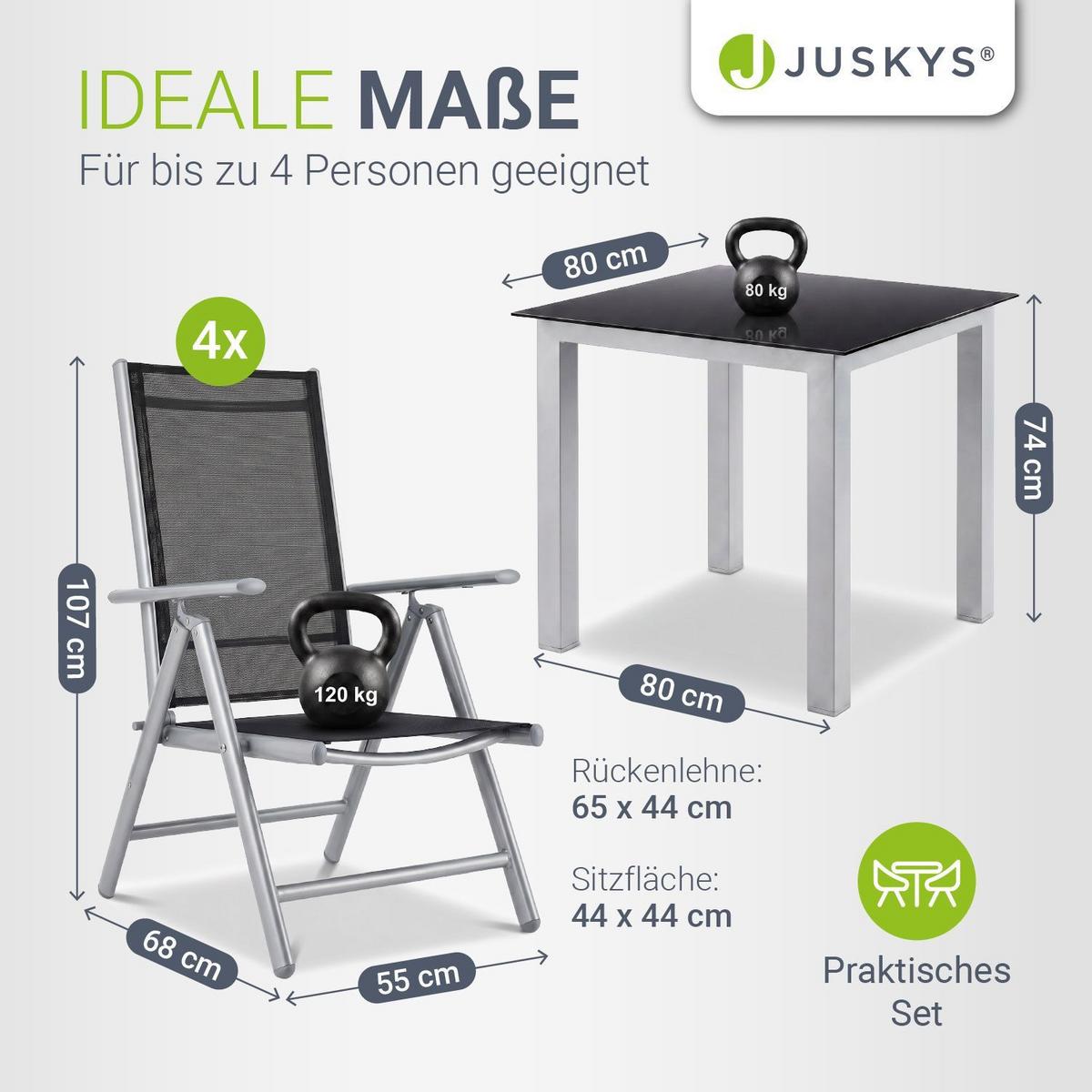 GARTENGARNITUR Milano 5-tlg. - Silberfarben, Metall - Juskys