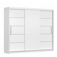 SCHWEBETÜRENSCHRANK Alba ohne Spiegel Weiß/Weiß + LED-Beleuchtung 250 cm - Alufarben/Weiß, Holzwerkstoff/Metall (250/218/61cm) - imoebel24