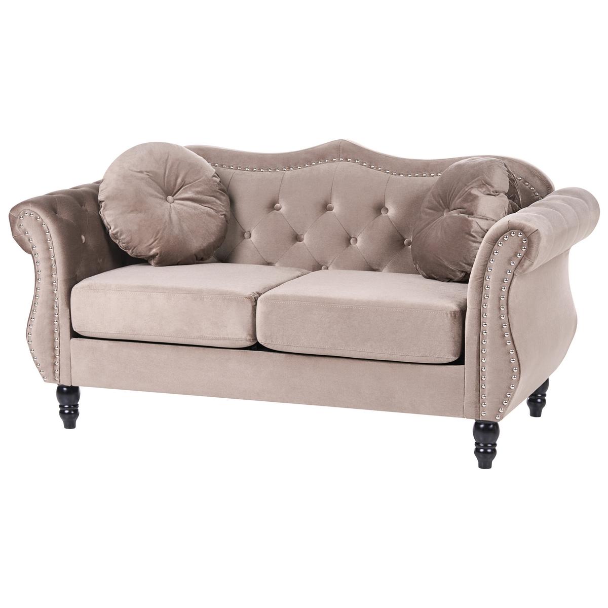 SOFA-SET 5-Sitzer Samtstoff Taupe Skien - Taupe, Textil (204/86/79cm) - Beliani