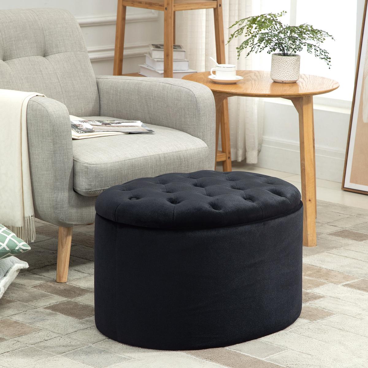 TRUHENBANK Ovale, Schwarz - Schwarz, Kunststoff (52/42/71cm) - HOMCOM