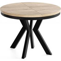 ESSTISCH Savio Neo rund ausziehbar verlängerbar, Eiche Sonoma Hellbraun 80-130/80/77 cm - Schwarz/Sonoma Eiche, Holz/Holzwerkstoff (80/130/77cm) - WFL GROUP