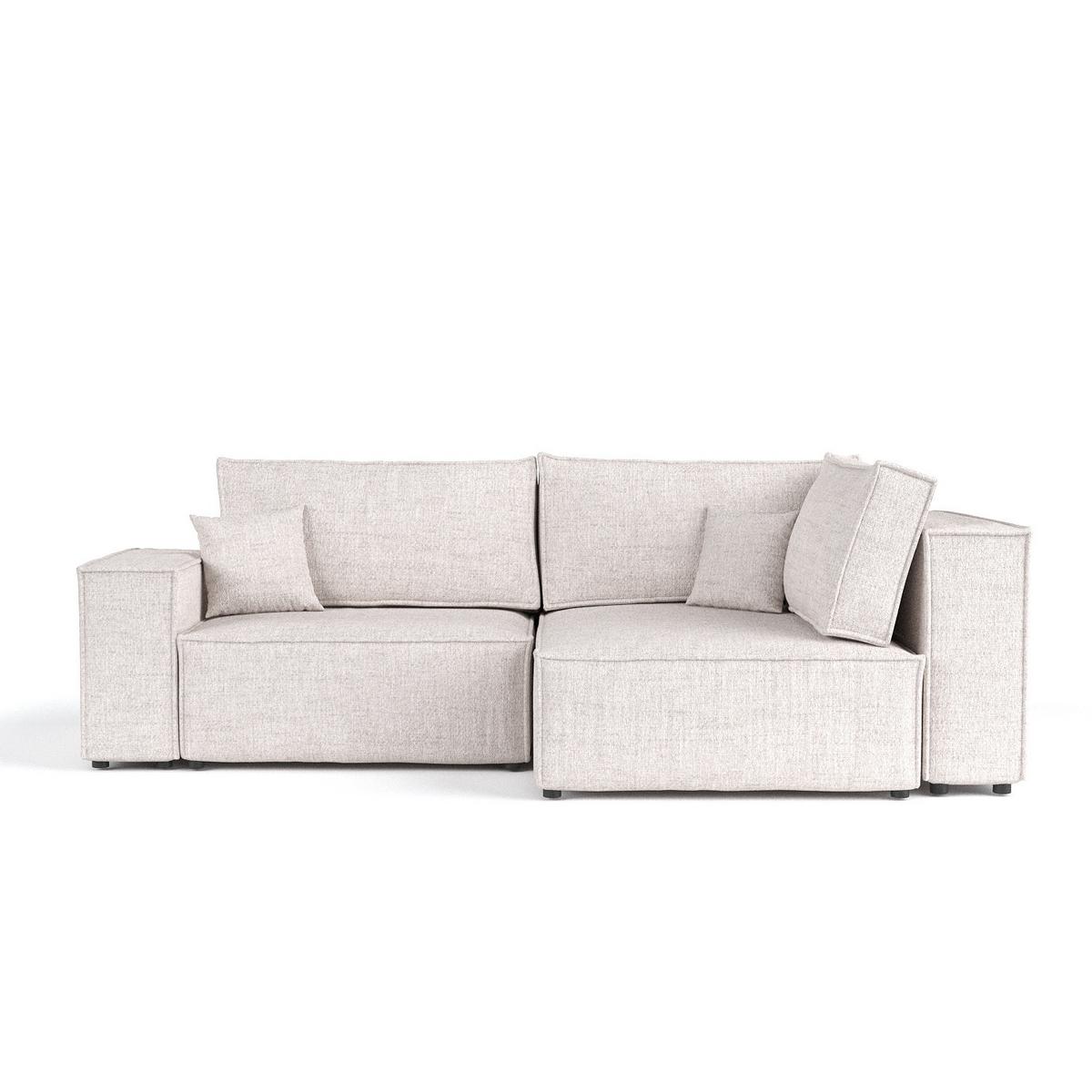 ECKSOFA AVION mit Schlaffunktion Hellbeige im Neve Stoff - Sandfarben/Schwarz, Holz/Holzwerkstoff (253/148cm) - AltaBeds