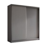 SCHWEBETÜRENSCHRANK Cabinio Grau Weiß 200/216/61 cm – Modern, mit Lamellen - Weiß/Grau, Holzwerkstoff/Kunststoff (200/216.1/61cm) - AX Living