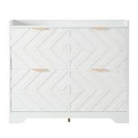 SCHUHSCHRANK mit 3d-strukturfront & 4 klappfächern - Weiß, Holzwerkstoff (105/90/24cm) - Urban Meuble