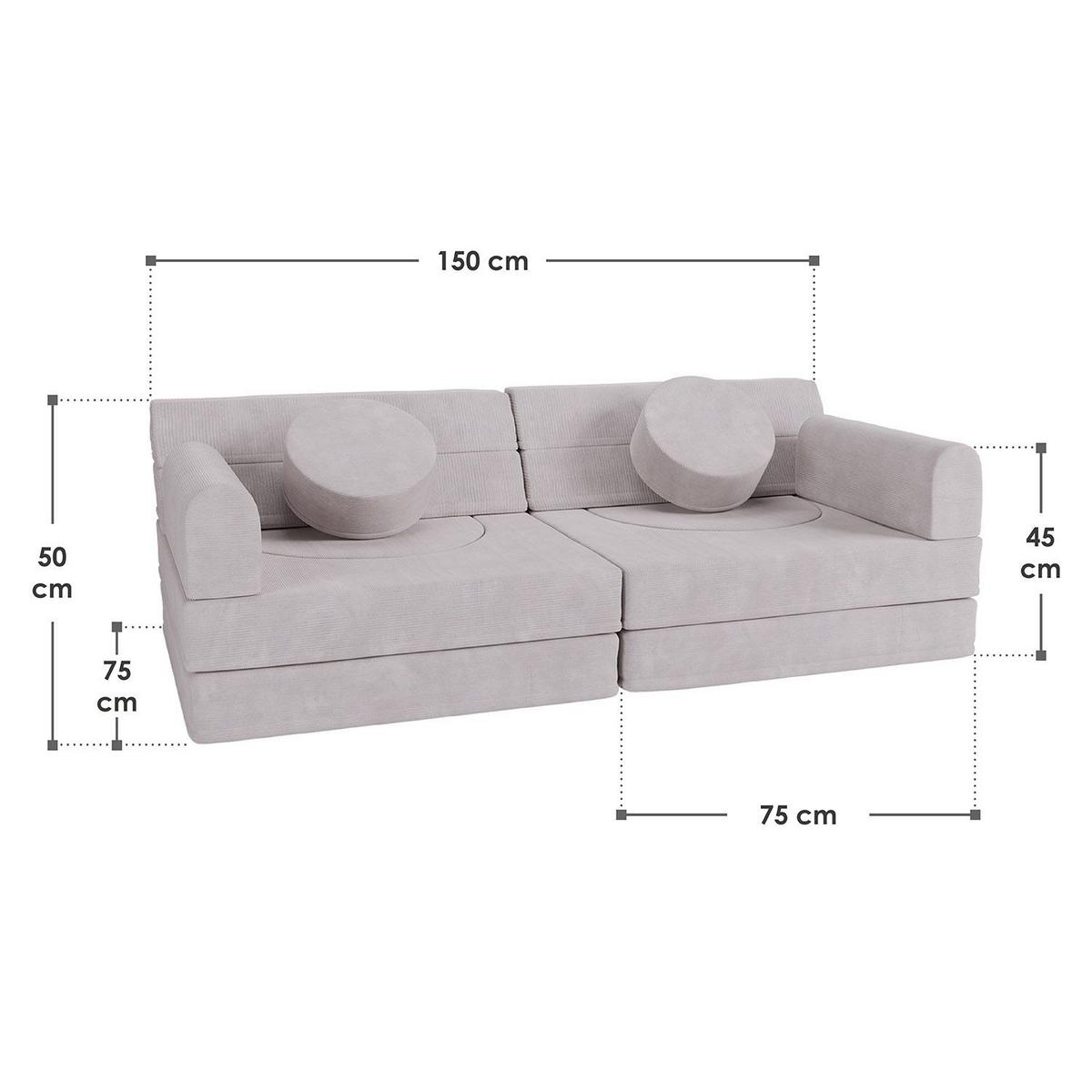 KINDERSOFA Kayo cord beige - Beige, Textil (150/50/75cm) - Juskys