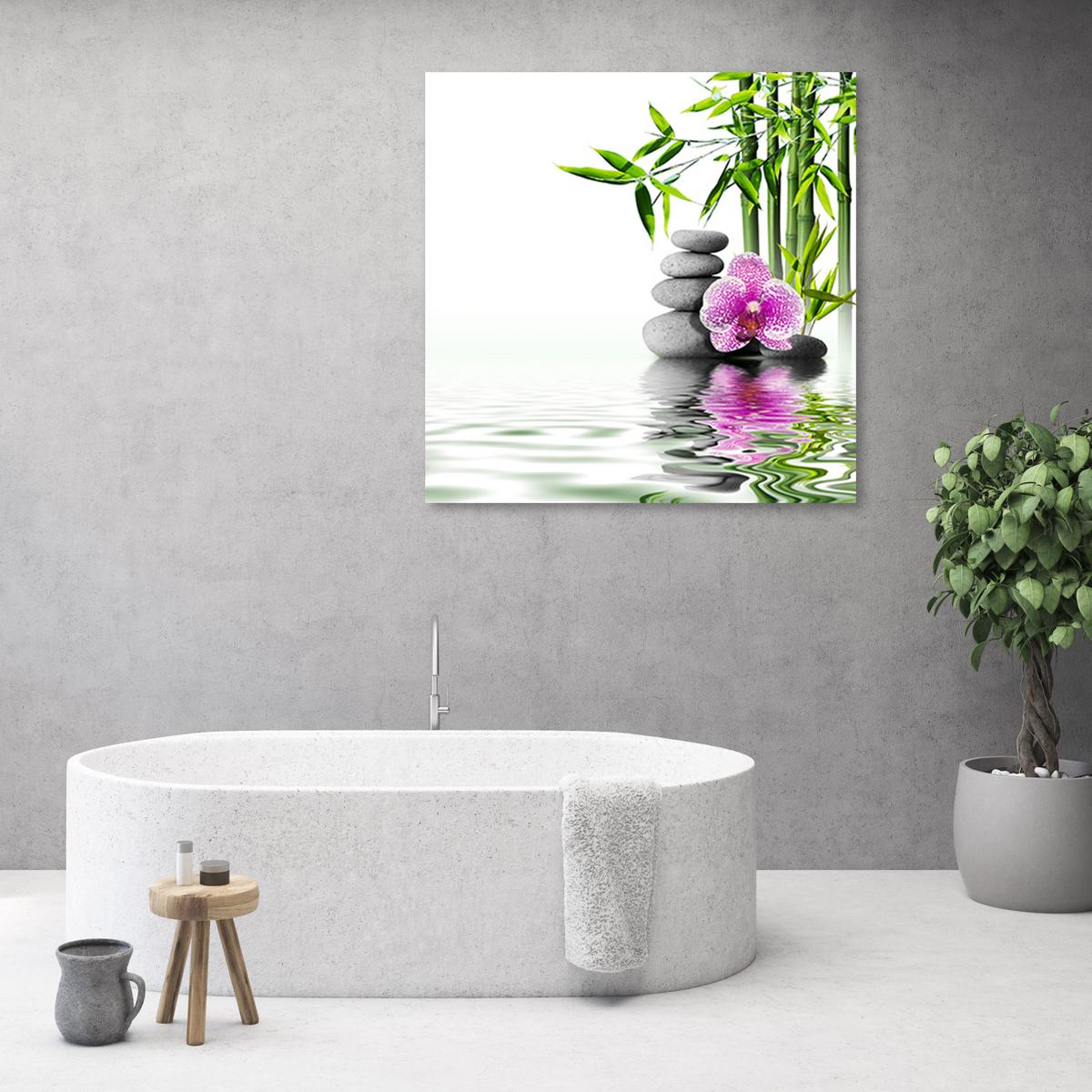 WANDBILD wassergarten zen - Weiß, Textil (30/30cm) - Feeby