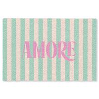 FUSSMATTE Rosa – Grün – Streifen – Amore 90x60 cm - Mintgrün, Kunststoff (90/0.4cm) - MuchoWow