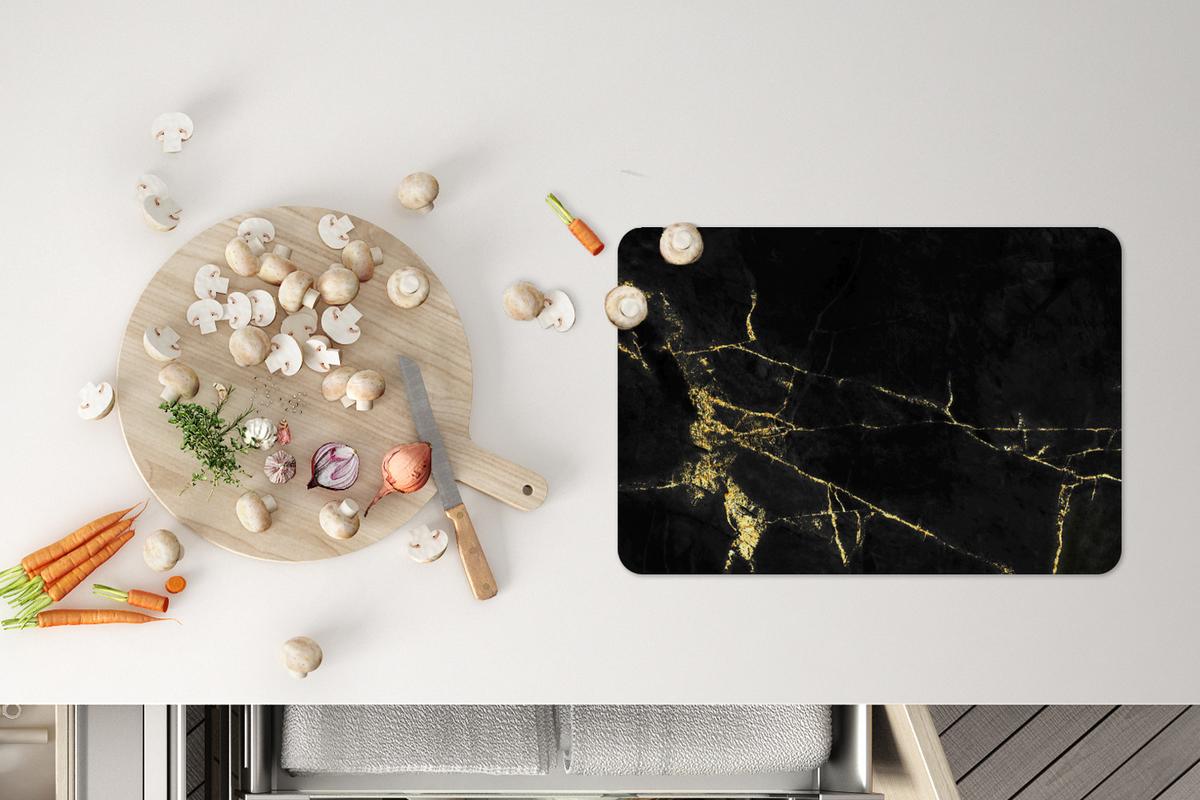 PLATZSETS 6er-Set Marmor - Schwarz - Gold - Luxus Platzdeckchen 45x30 cm - Goldfarben, Kunststoff (0.3/45/30cm) - MuchoWow