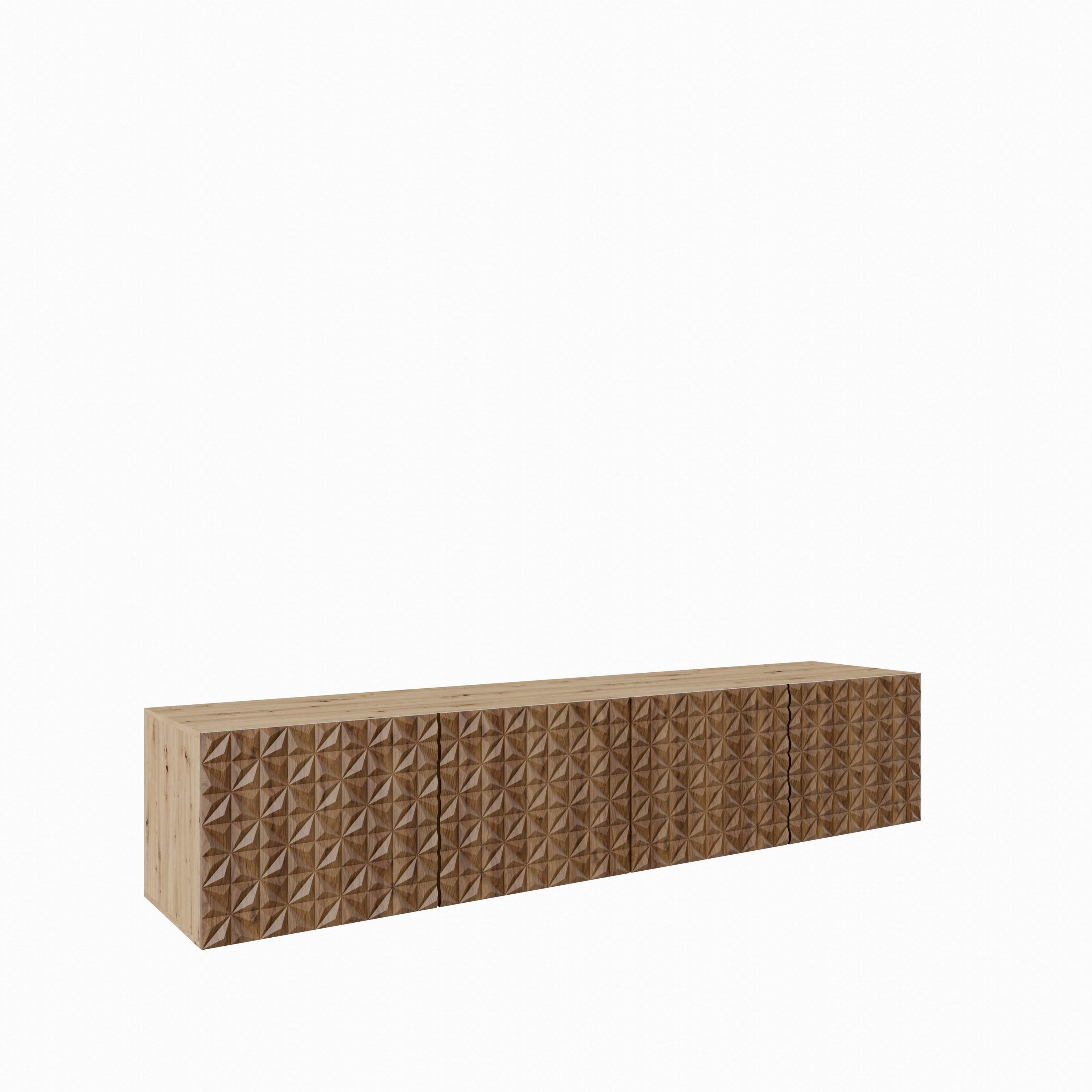 LOWBOARD ROVA 200/41/40 cm, Hängender TV-Schrank Eiche Artisan / Eichefarben - Eichefarben/Braun, Holzwerkstoff (200/41/40cm) - MASSENO