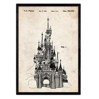POSTER Disney Schloss Patent A3 Schwarzer Rahmen - Schwarz, Papier (29.7/5/42cm) - Nacnic