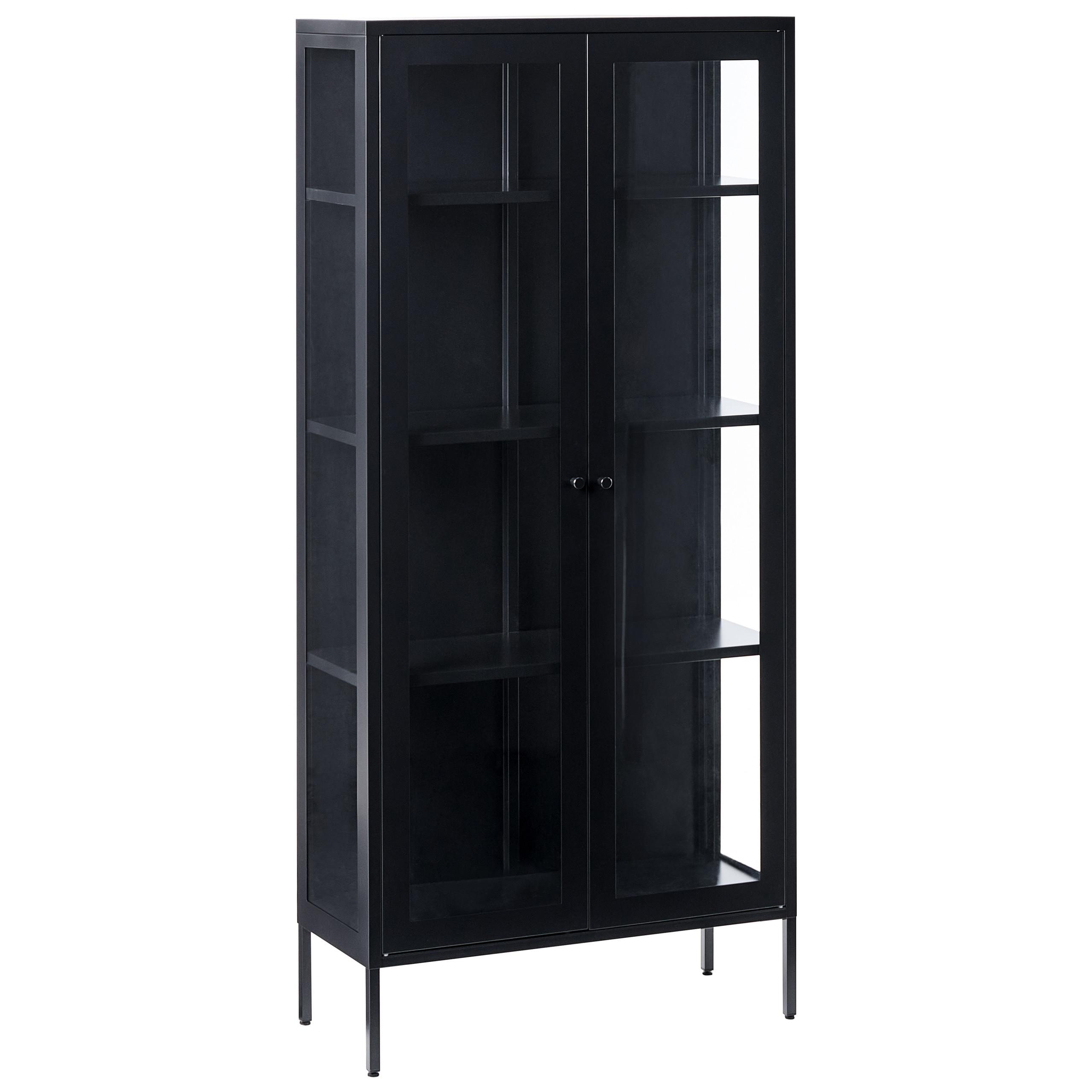 VITRINE Metall Schwarz 4 Fächer 176 cm Harty - Schwarz, Metall (80/176/35cm) - Beliani