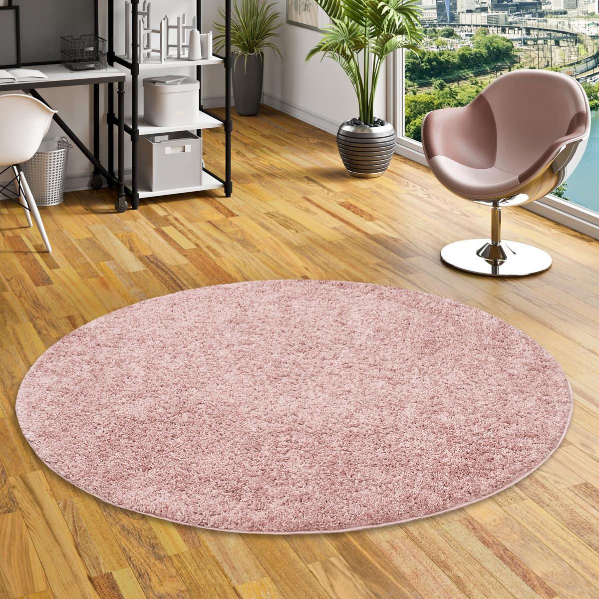 HOCHFLOR LANGFLOR TEPPICH ALOHA RUND - Altrosa, Textil (200/200cm) - Pergamon