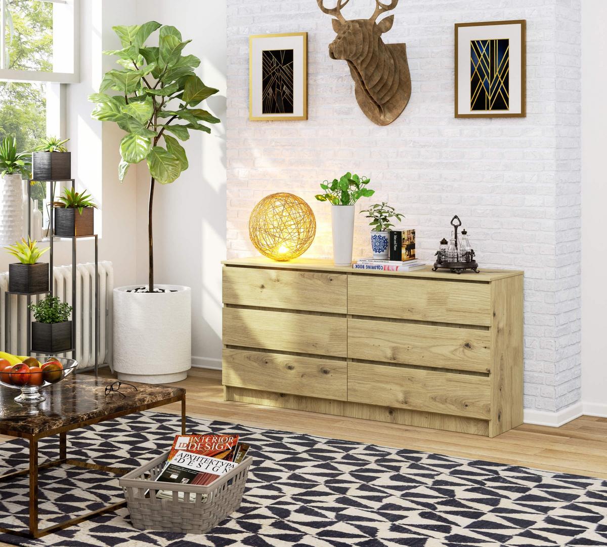 KOMMODE Eiche Artisan 77/160/40 - Eiche Artisan, Holzwerkstoff (160/77/40cm) - RAUMHIRSCH FURNITURE