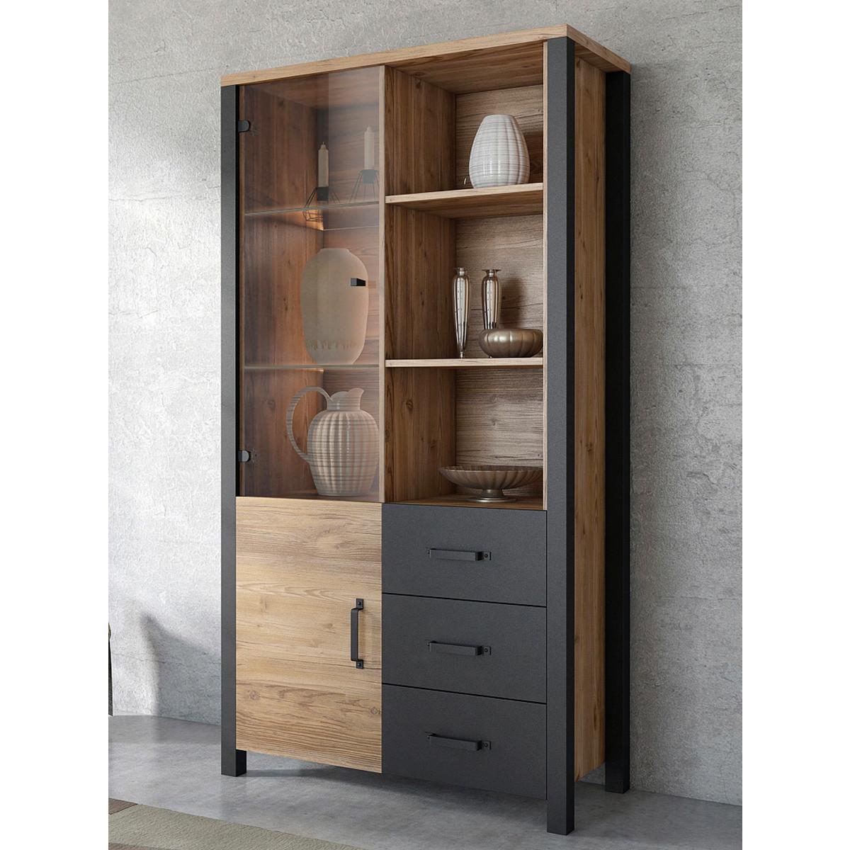 GESCHIRRSCHRANK Lyam Holz und Schwarz - Schwarz, Holzwerkstoff (101/191/43cm) - Petits-meubles