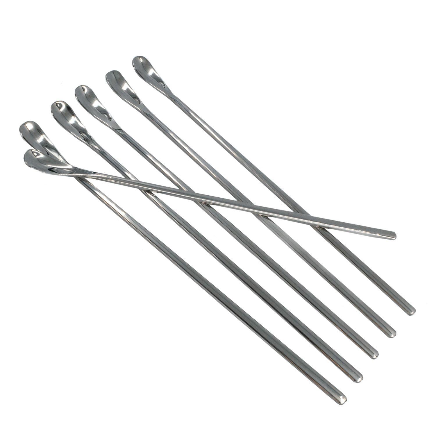LATTE MACCHIATO LÖFFEL 22 cm Länge (6er Set) - Silberfarben, Metall - Intirilife