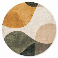 FUSSMATTE Formen - Ockergelb - Abstrakt Flurteppich 120x120 cm - Multicolor, Kunststoff (120/0.4cm) - MuchoWow