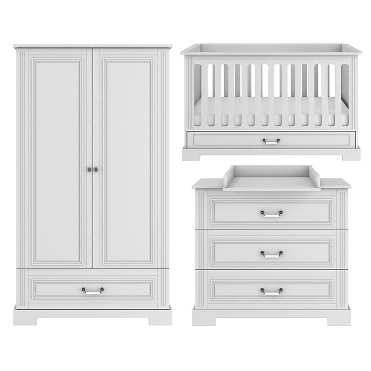 BABYZIMMER 3-teilig Weiß - Weiß, Holzwerkstoff (152/92/83cm) - Petits-meubles