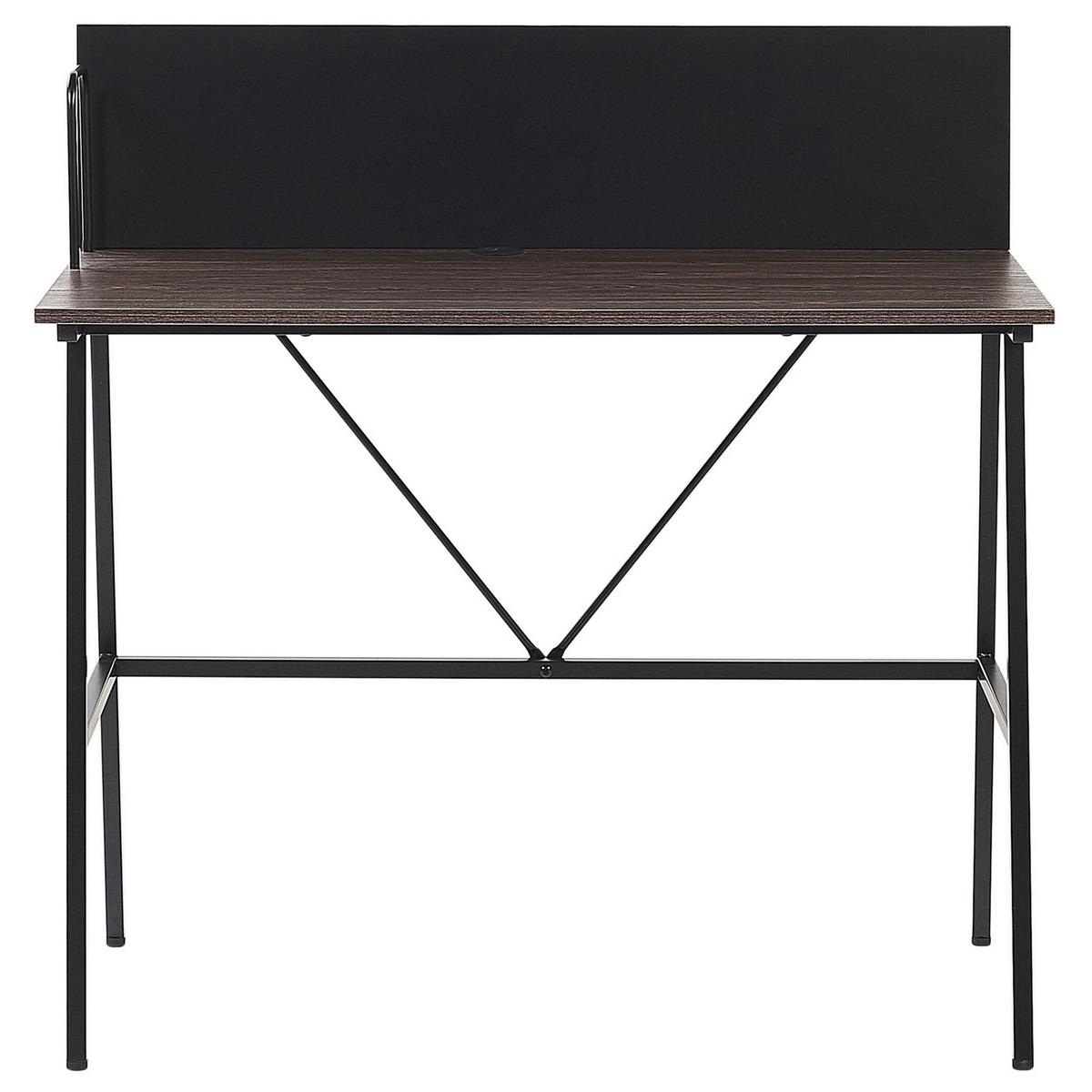 SCHREIBTISCH dunkler Holzfarbton 100/52/100 cm Hastings - Dunkelgrau, Holzwerkstoff (52/100/100cm) - Beliani