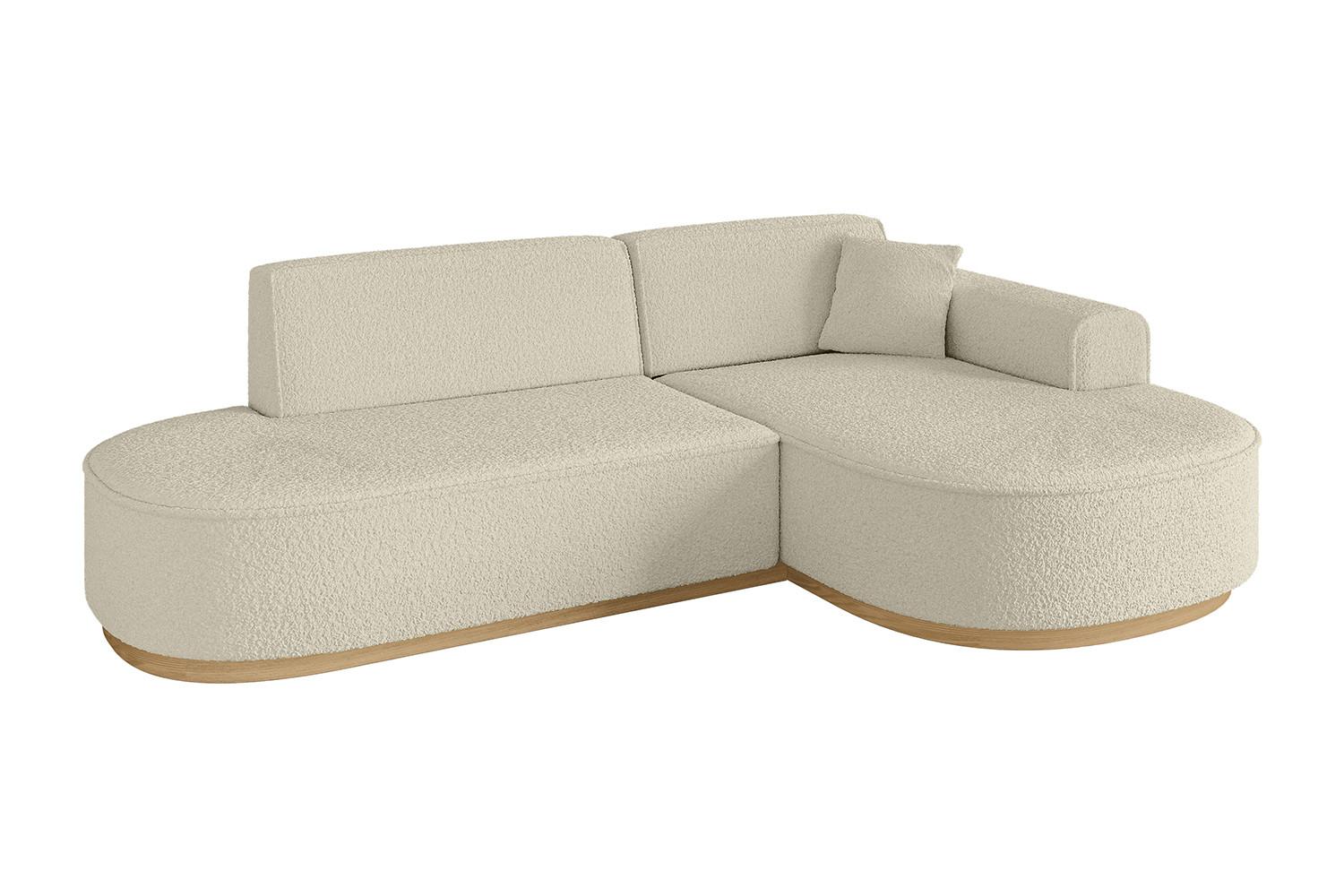 ECKSOFA Ottomane Rechts MARI-L1-v2 - 243x171x83 cm Beige Bouclé - Beige, Holzwerkstoff/Textil (171/243cm) - ALTDECOR