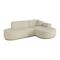 ECKSOFA Ottomane Rechts MARI-L1-v2 - 243x171x83 cm Beige Bouclé - Beige, Holzwerkstoff/Textil (171/243cm) - ALTDECOR