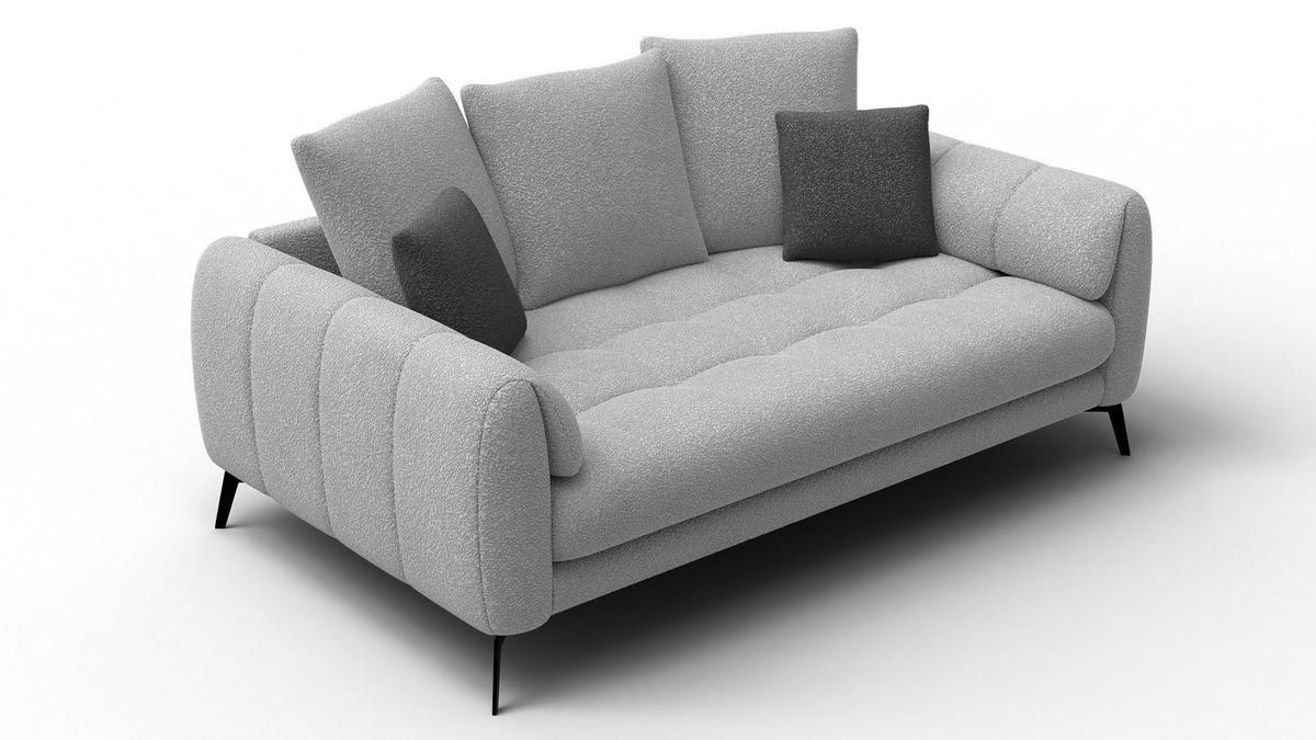 SOFA CALME 2,5-Sitzer, hellgrau - Hellgrau/Schwarz, Holz/Textil (199/92/108cm) - Wozimo