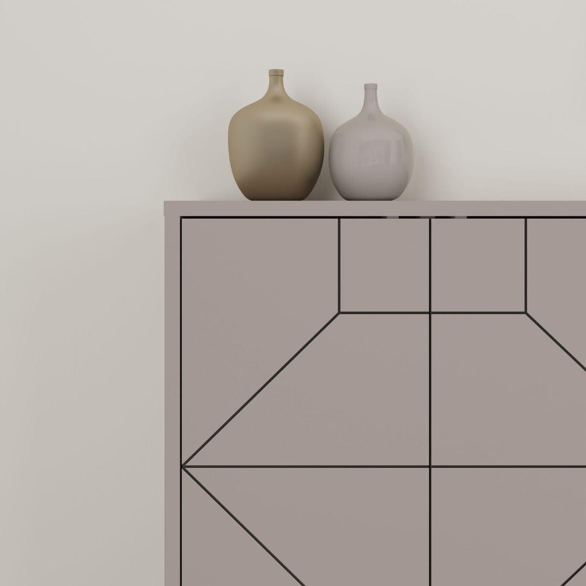 SIDEBOARD mit 6 dekorierten Türen L184 cm - Dune - Taupe, Holzwerkstoff (35/77.4/9cm) - Calicosy