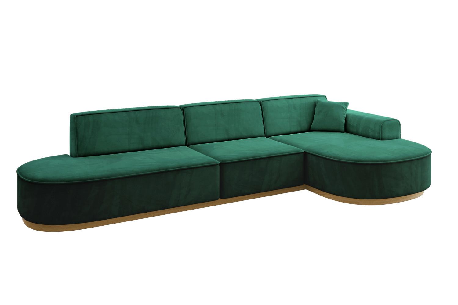 ECKSOFA Ottomane Rechts MARI-L2-v2 - 328x171x83 cm Grün Velours - Grün, Holzwerkstoff/Textil (171/328cm) - ALTDECOR