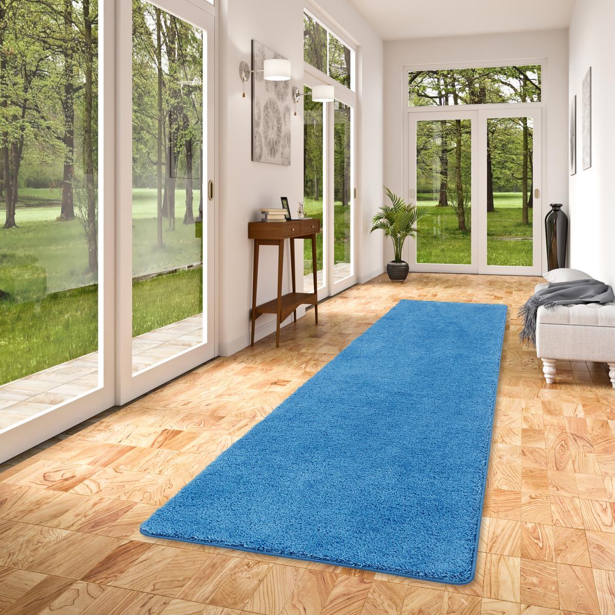 HOCHFLOR SHAGGY LÄUFER TEPPICH PALACE - Blau, Textil (80/160cm) - Snapstyle
