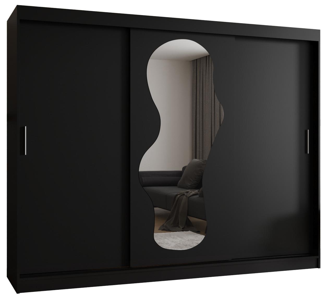 SCHIEBETÜRENSCHRANK mit Spiegel ULTRA 200/250/62 3-türig - Silberfarben/Schwarz, Holz (250/200/62cm) - MÖBEL KRYSPOL
