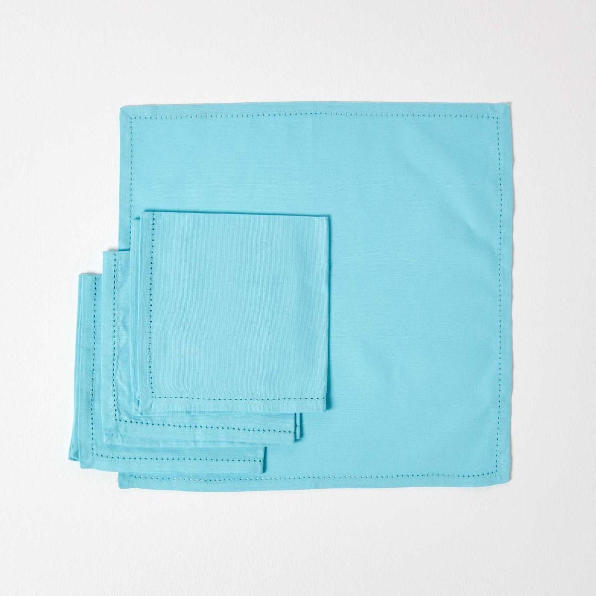STOFFSERVIETTEN 4er-Set hellblau 45/45 cm, 100% Baumwolle - Hellblau, Textil (45/45cm) - Homescapes