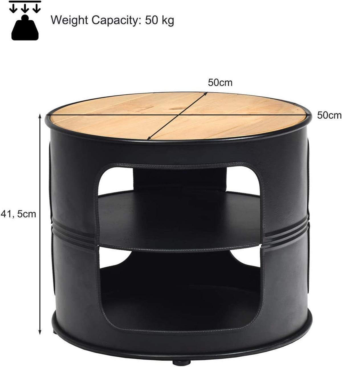 BEISTELLTISCH Industriell Schwarz - Schwarz, Metall (50/50/42cm) - COSTWAY
