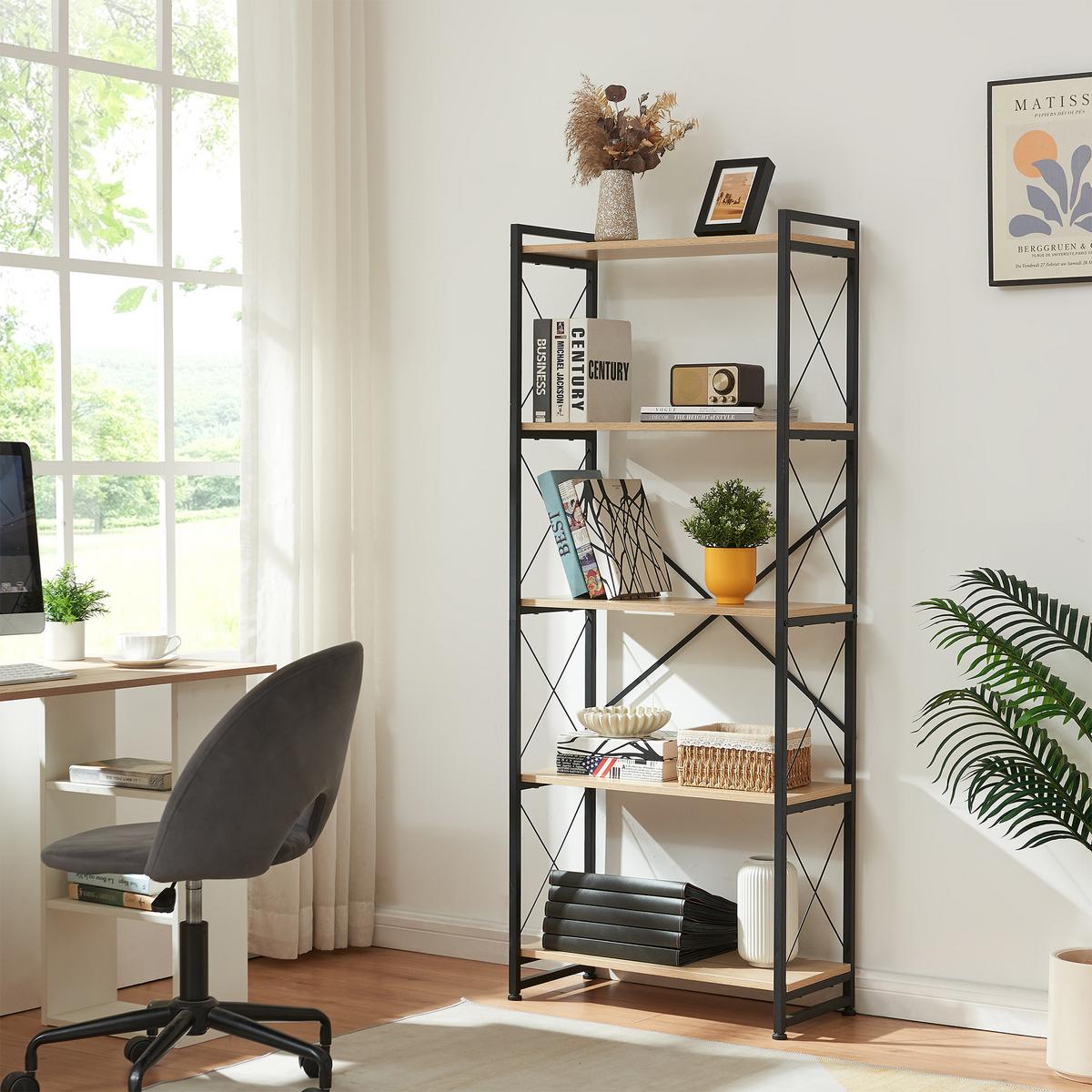 STANDREAGL Skørping - Eichefarben/Schwarz, Holzwerkstoff/Metall (65/160/30cm) - [en.casa]