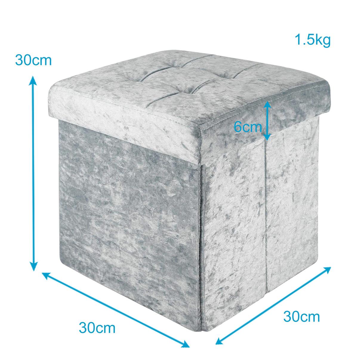 SITZHOCKER Faltbar mit Samtbezug 30/30/30 cm (Blau) - Blau, Karton (30/30/30cm) - Intirilife