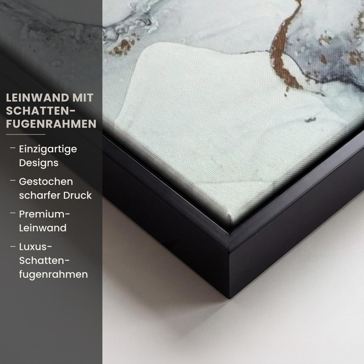 LEINWAND Bilder mit Rahmen - Marmor - Schwarz - Weiß - Gold - Luxus - Abstrakt - 40x60 - Goldfarben, Textil (40/60cm) - MuchoWow
