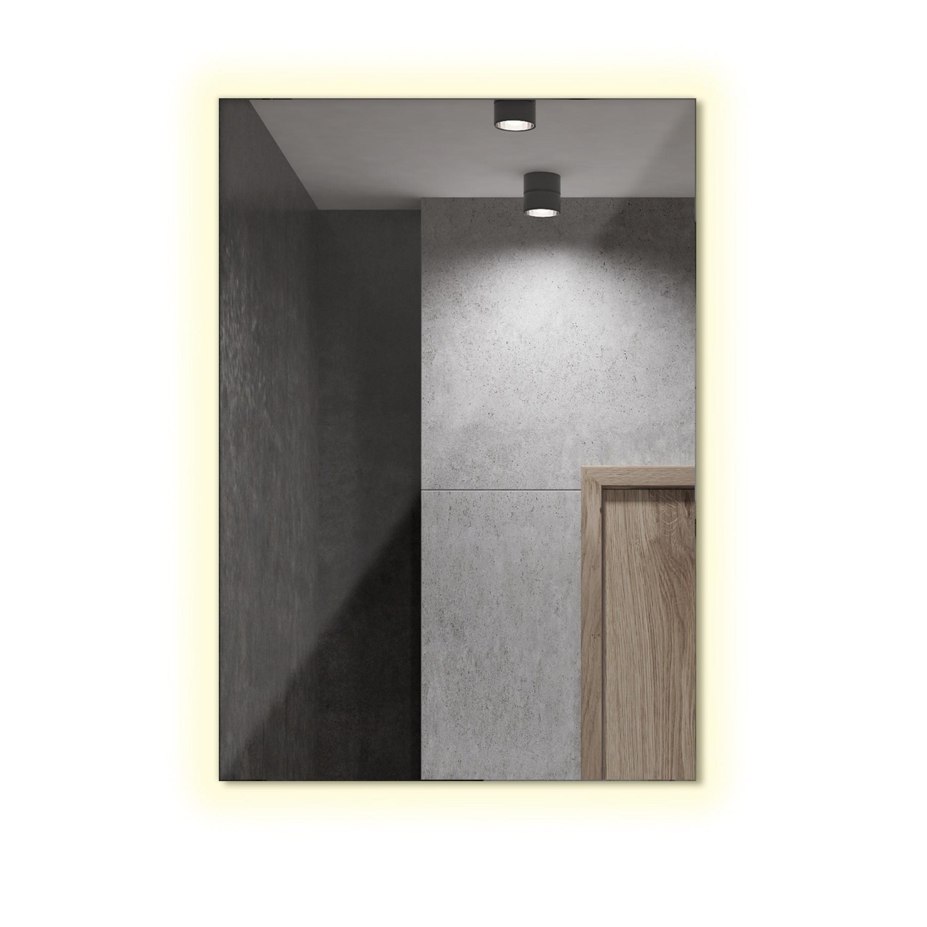 LED SPIEGEL 100 cm x 70 cm Rechteckig Warmweiß 3000 K - Blaugrau, Glas (100/70/2.4cm) - TULUP