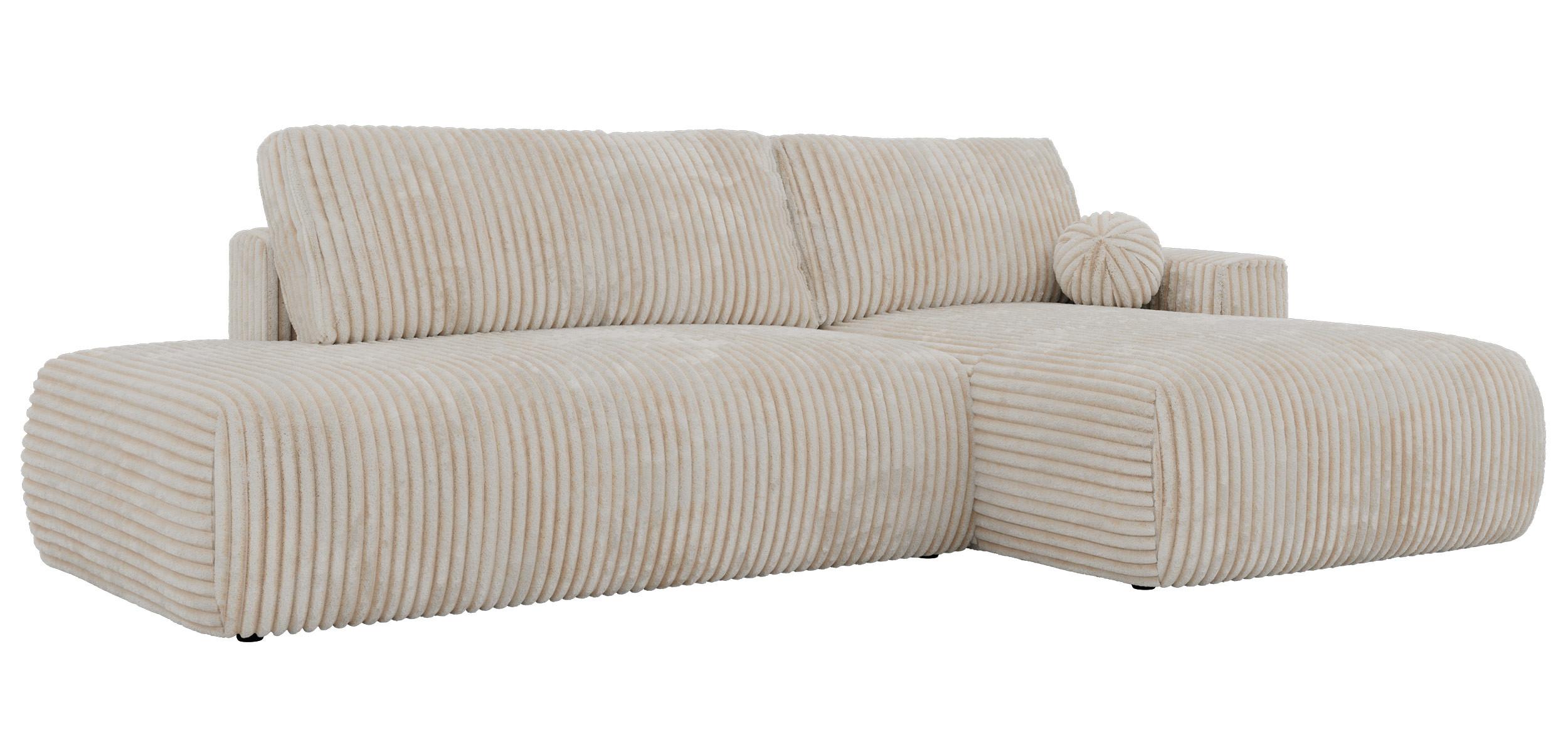 ECKSOFA TAREN L Beige Cord - Rechts - Beige/Schwarz, Kunststoff/Textil (292/170cm) - MKS