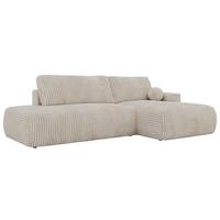 ECKSOFA TAREN L Beige Cord - Rechts - Beige/Schwarz, Kunststoff/Textil (292/170cm) - MKS