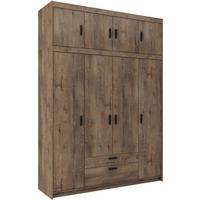 DREHTÜRENSCHRANK Elena mit 4 Türen und 2 Schubladen, mit Aufsatz Eiche Lefkas - Eichefarben, Holzwerkstoff (176/245/53cm) - Beautysofa