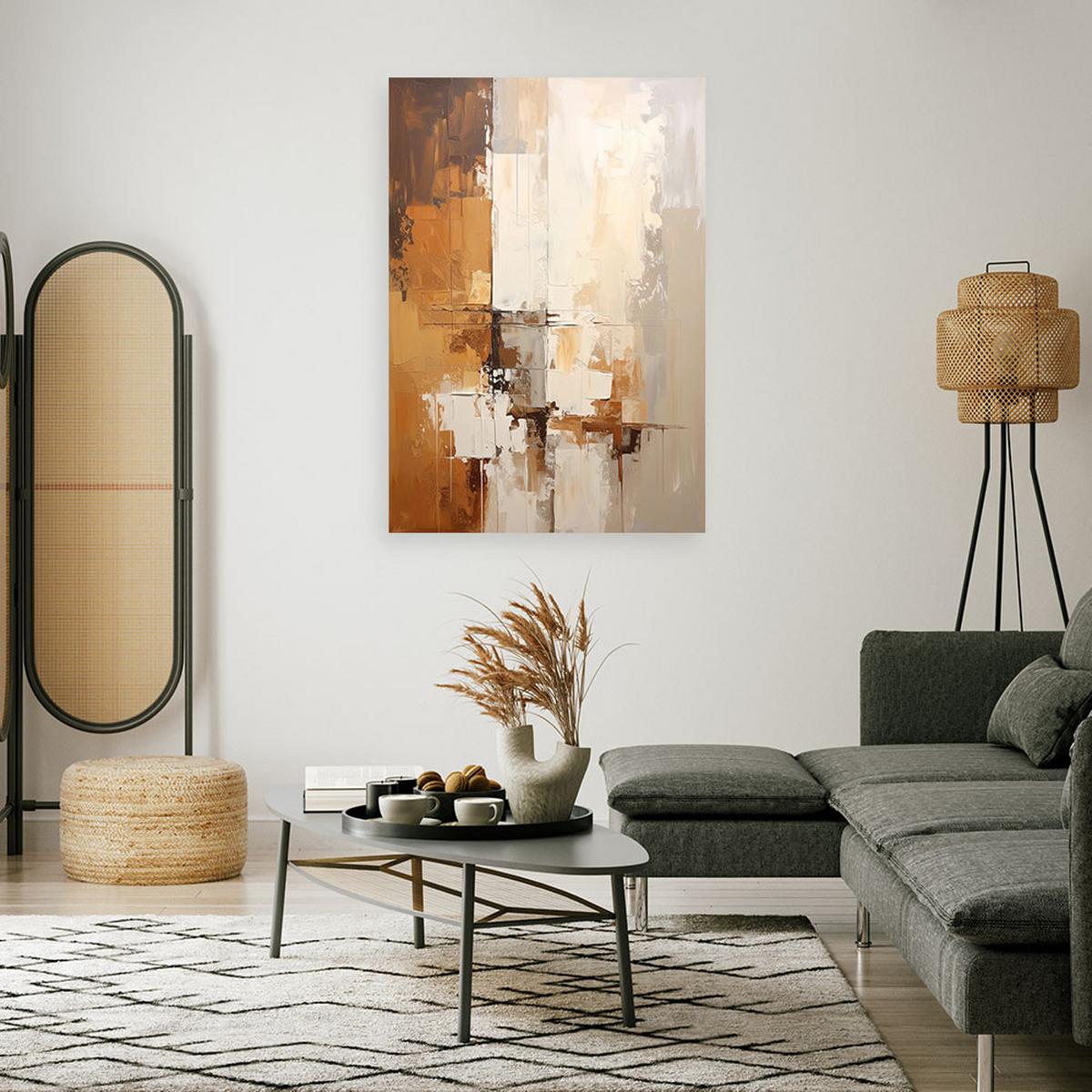 WANDBILD, Moderne Abstrakt in Beige - Braun, Textil (30/45cm) - Feeby