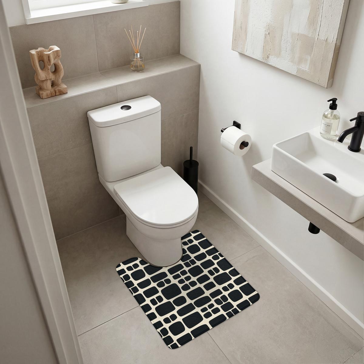 WC-VORLEGER Modern - Bio - Schwarz Toilettenvorleger 55x60 cm - Anthrazit, Textil (55/1cm) - OnlyWow