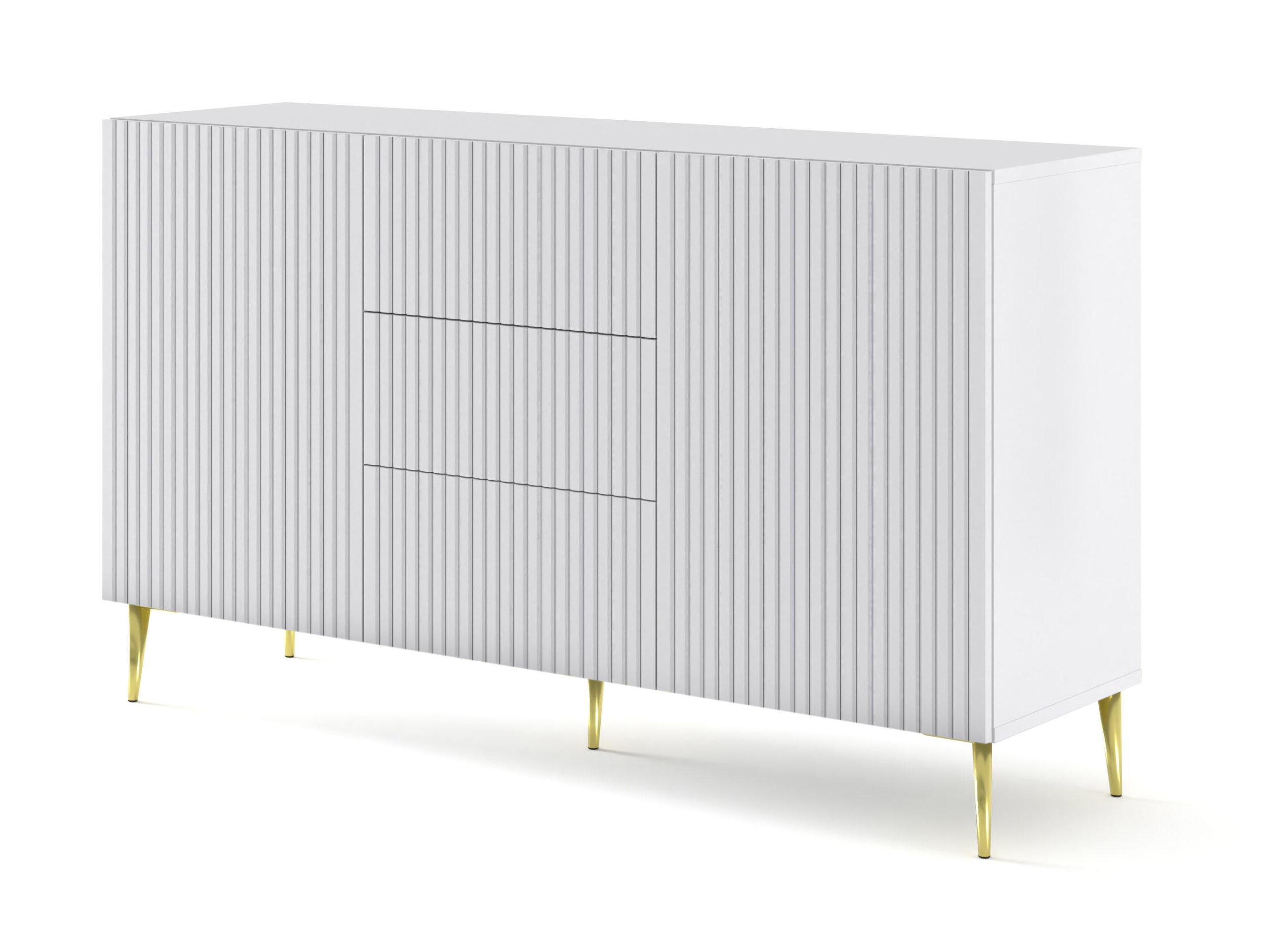 KOMMODE Weiß, Weiß, Gold 150/87/42 - Weiß, Holzwerkstoff (150/87/42cm) - RAUMHIRSCH FURNITURE