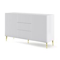 KOMMODE Weiß, Weiß, Gold 150/87/42 - Weiß, Holzwerkstoff (150/87/42cm) - RAUMHIRSCH FURNITURE