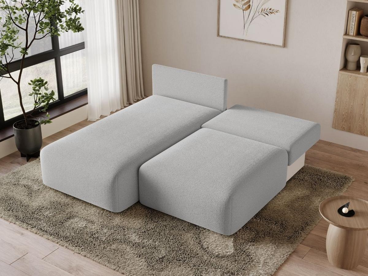 ECKSOFA Ronni Bouclé-Stoff Grau Links - Grau, Holz/Textil (206/190cm) - Graingold