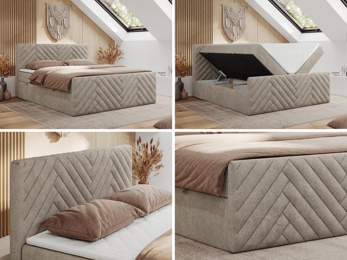 BOXBETT PARIS DUO 200/200 - Beige Struktur - H3 - Beige, Holz/Textil (200/200cm) - MKS