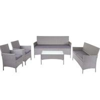 POLY-RATTAN GARNITUR Grau - Grau, Kunststoff - MCW