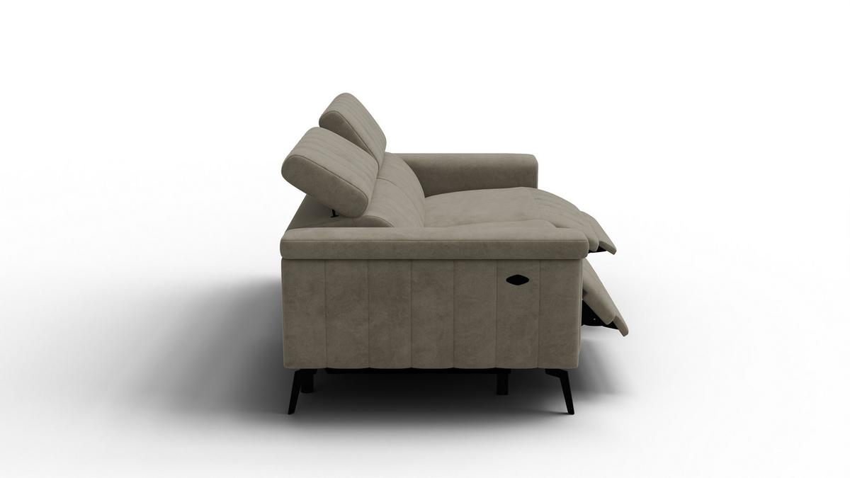 RELAXSOFA NORDEL 3-Sitzer, dunkles beige - Beige/Schwarz, Holz/Textil (194/80/105cm) - Wozimo