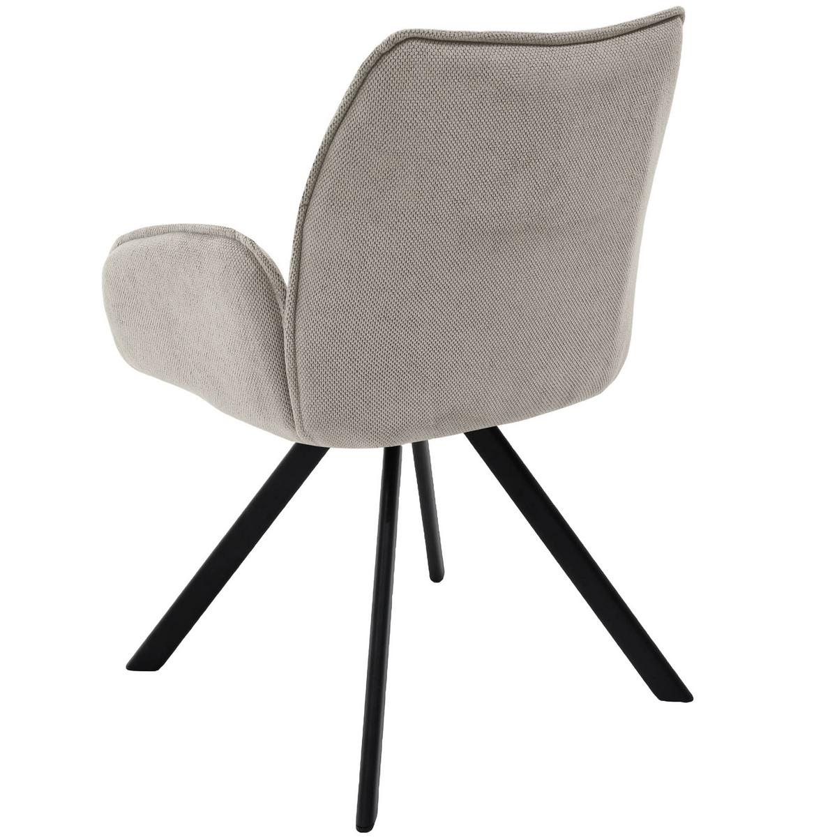 DREHSTUHL Zerra im Geflechtstoff mit Metallbeinen, Beige - Beige/Schwarz, Metall (55/87/46cm) - Beautysofa