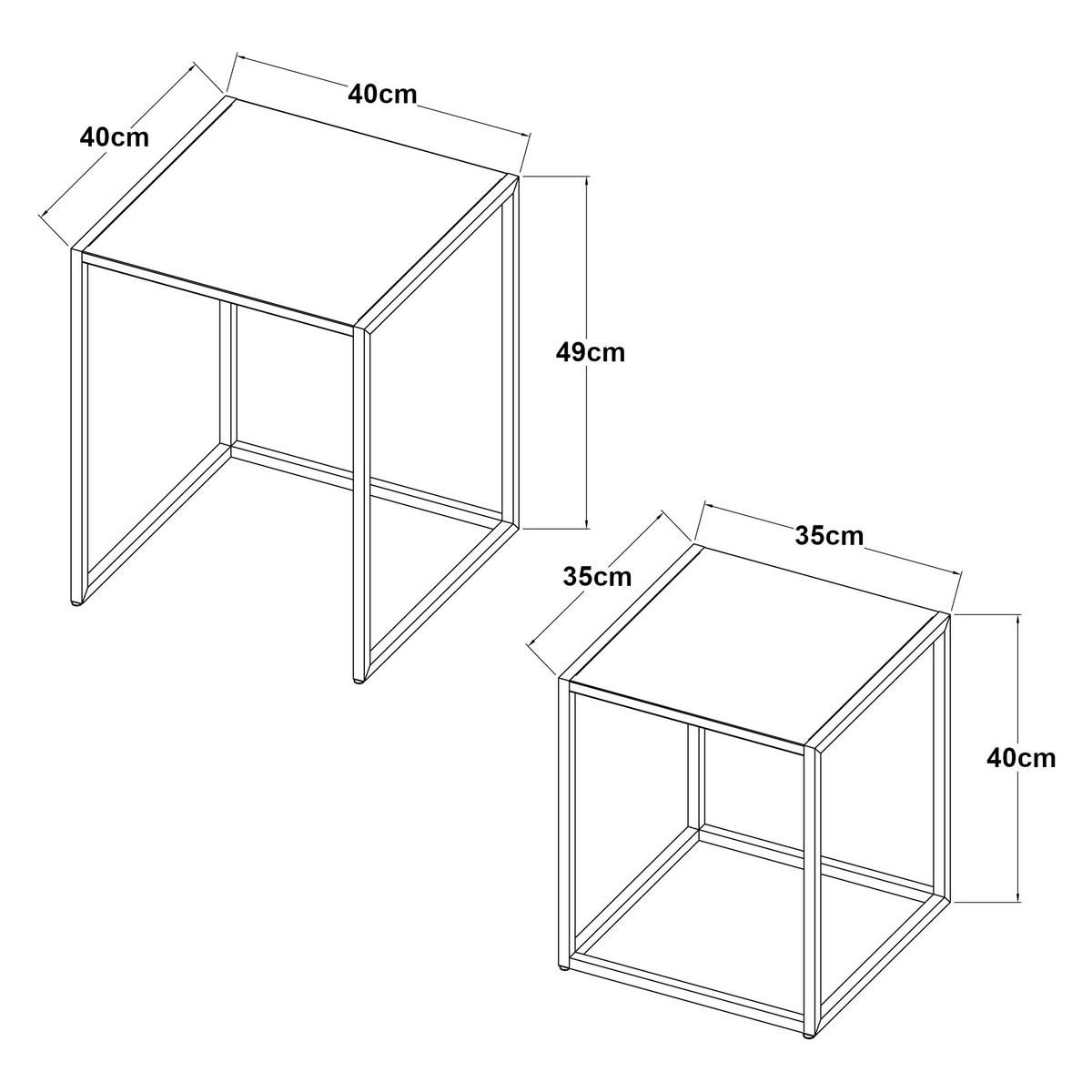 BEISTELLTISCH-SET 2 TLG. Vejen - Weiß, Metall (40/40/49cm) - [en.casa]