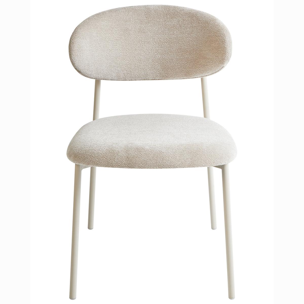 ESSZIMMERSTUHL 2er Set Chenillegewebe Hellbeige Cowley - Beige, Naturmaterialien (46/76/51cm) - Beliani