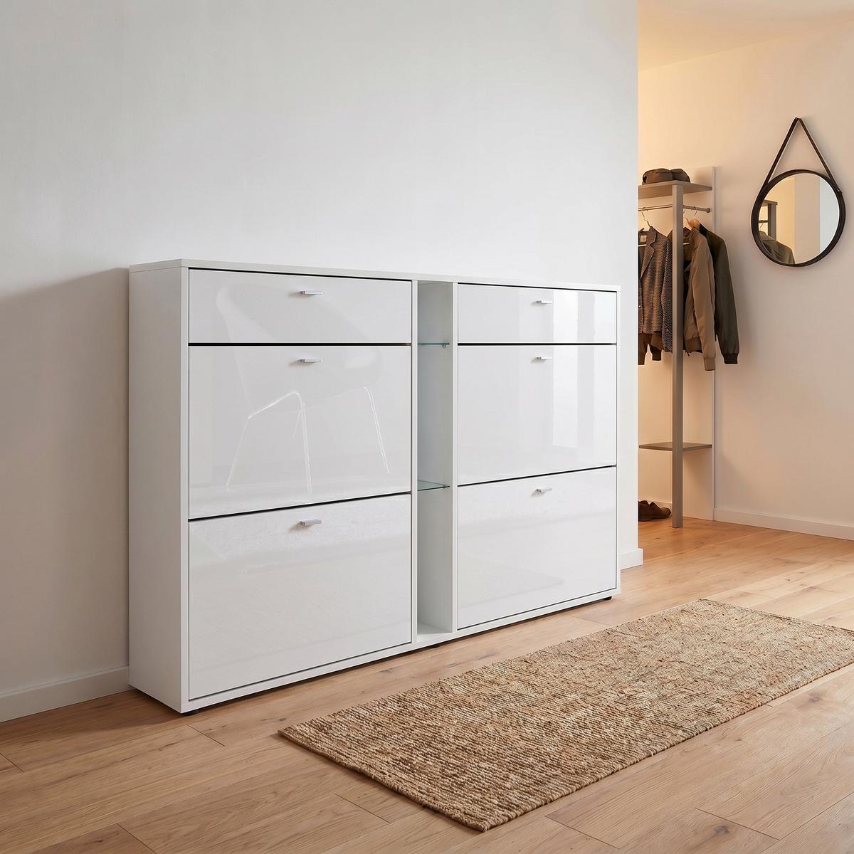 SCHUHSCHRANK Today Fronten in Weiß Hochglanz - Weiß Hochglanz, Holzwerkstoff (155.5/95/28cm) - Vladon